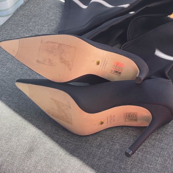 NEW Stuart Weitzman ULTRASTUART LEGGING 100 Boot Satin Stretch Black Size 6 - Picture 12 of 14